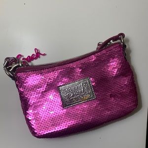 coach poppy pink sweetheart sequin cross body